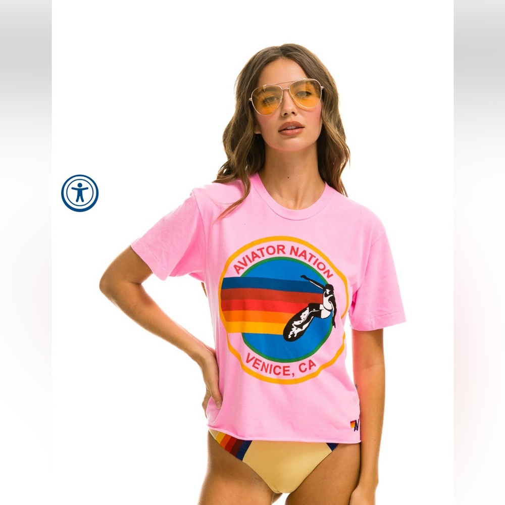 Aviator Nation Signature Boyfriend Tee - Neon yellow xs